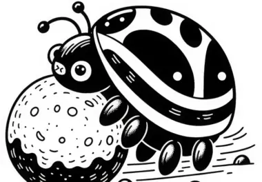 Mistkäfer rollt Kugel: Ausmalbild zum Download (Gratis)