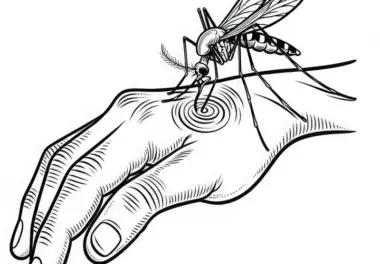 Stechmücke auf Hand: Malvorlage zum Herunterladen (Kostenlos)