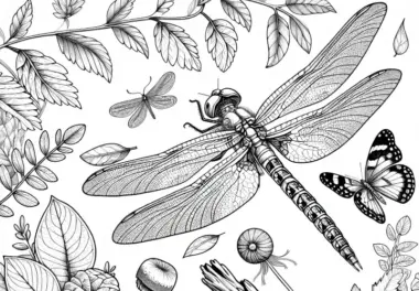 Libelle Ausmalbild: Detailreich zum Download (Kostenlos)