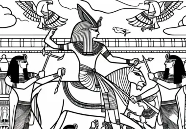 Seth im Kampf gegen Horus – Malvorlage Ägyptische Mythologie Kostenlos