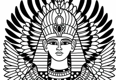 Amun mit Federkrone – Malvorlage ägyptische Mythologie gratis