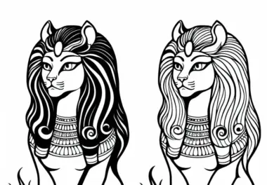 Sekhmet – Die Löwengöttin ausmalbild zur ägyptischen Mythologie kostenlos