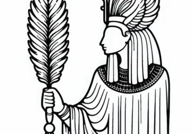Maat, Göttin der Gerechtigkeit – Malvorlage zur ägyptischen Mythologie kostenlos