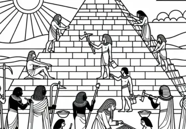 Bau einer Pyramide: Malvorlage zur ägyptischen Mythologie