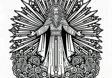 Baldur, der leuchtende Gott – Ausmalbild zur nordischen Mythologie kostenlos