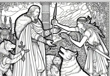 Kostenlose Malvorlage zur nordischen Mythologie