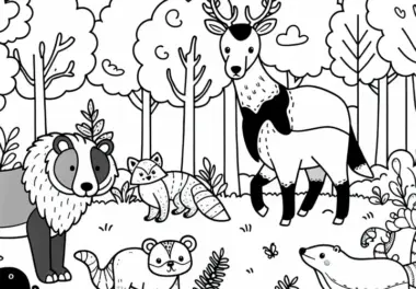 Waldtiere: kostenloses Ausmalbild