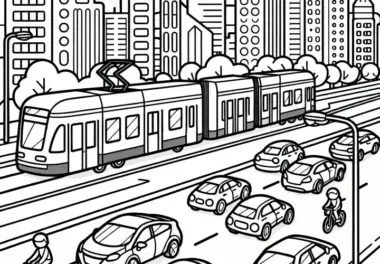 Verkehr in der Stadt: kostenloses Ausmalbild