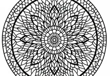 Abstrakter Kreis mit Mosaikflächen als Ausmalbild (Gratis)