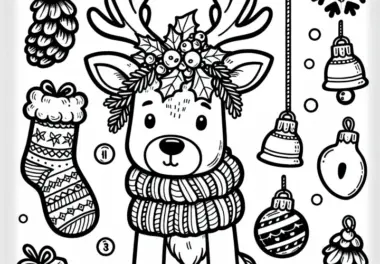 Rentier Ausmalbild für den 9. Dezember im Adventskalender