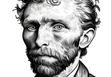 Selbstporträt im Skizzenstil: Malvorlage von Vincent van Gogh (Kostenlos)