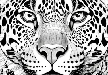 Jaguar-Portrait: Detailreiches Ausmalbild (Gratis)