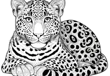 Detailreiches Ausmalbild eines Leoparden: Kostenlos zum Herunterladen