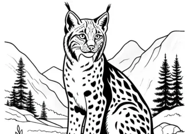 Luchs auf Felsen: Ausmalbild zum Download (Kostenlos)