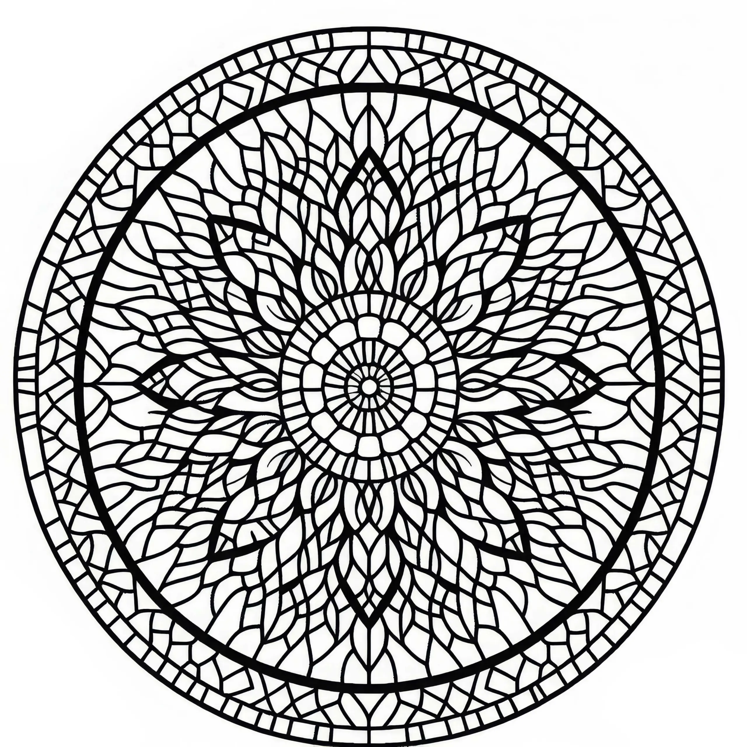 Abstrakter Kreis mit Mosaikflächen als Ausmalbild (Gratis)