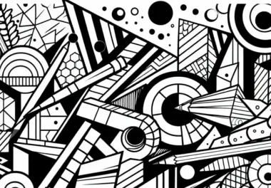 Abstraktes Wandbild mit geometrischen Formen – Graffiti Ausmalbild kostenlos