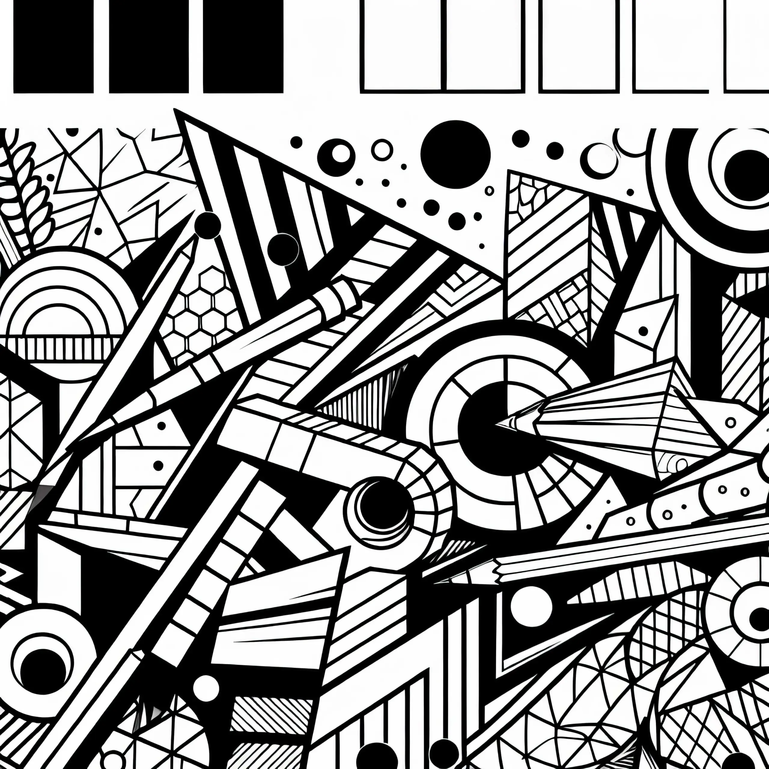 Abstraktes Wandbild mit geometrischen Formen – Graffiti Ausmalbild kostenlos