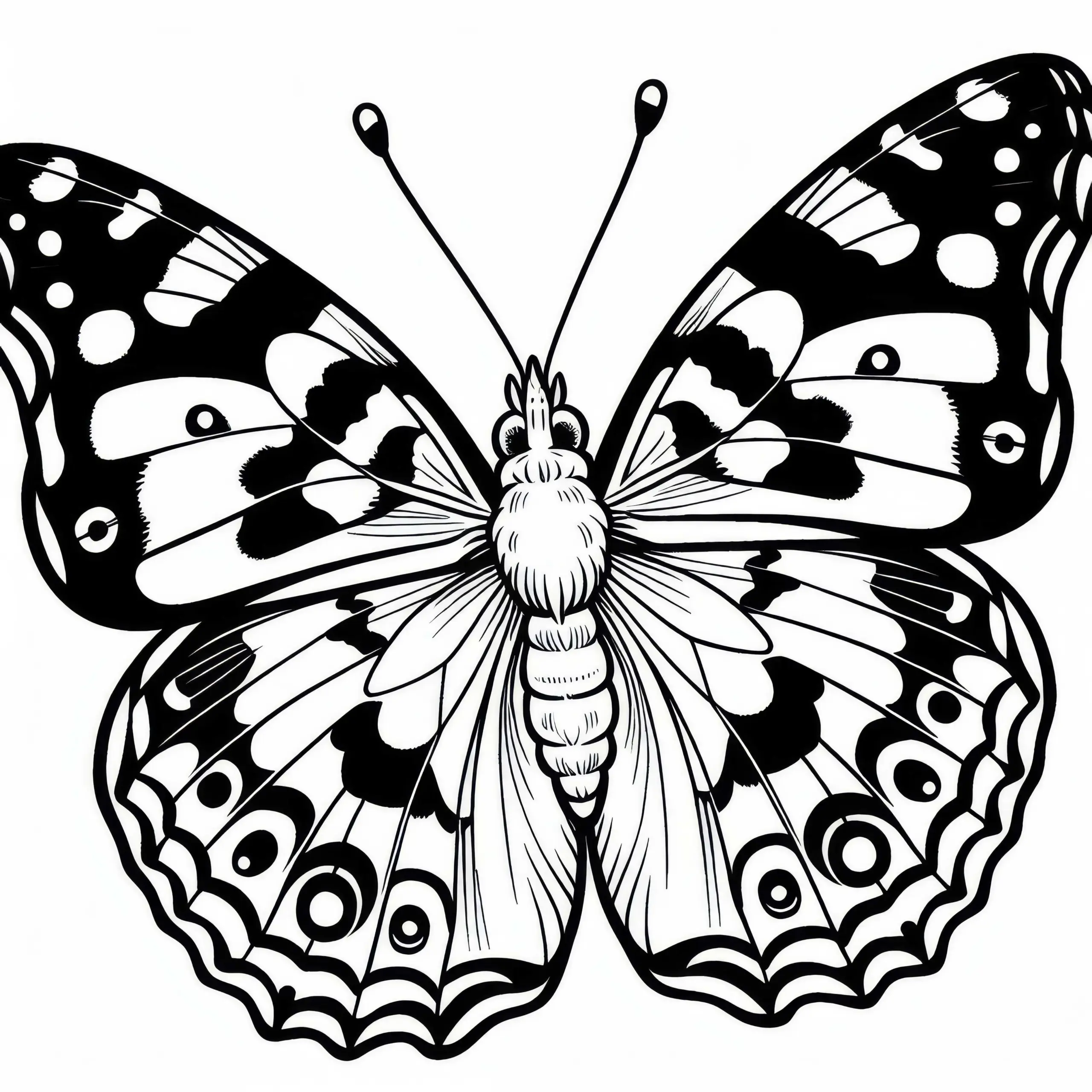 Ausmalbild Schmetterling Vanessa Atalanta – Kostenloses Bild zum Download