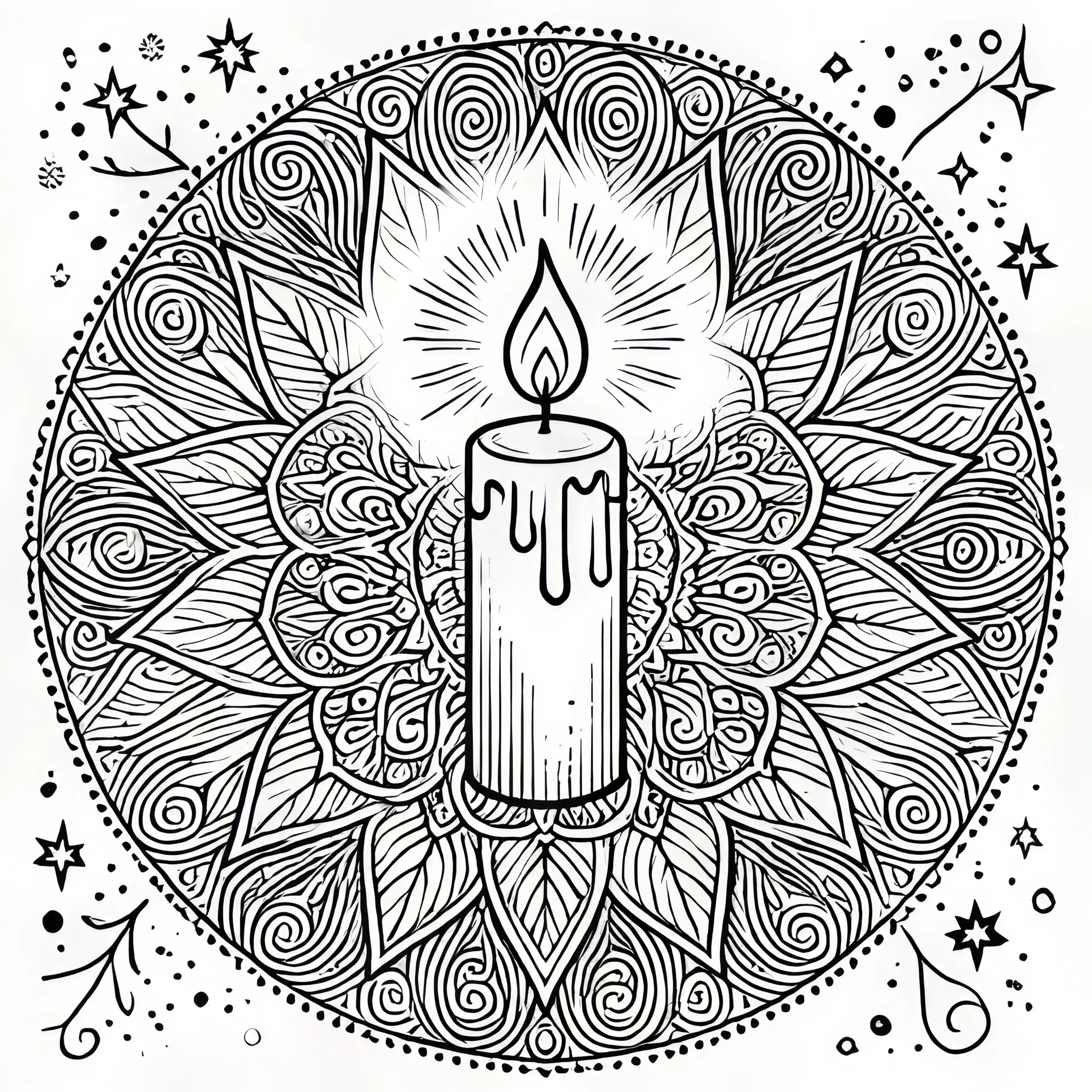 Adventskerze als Mandala-Ausmalbild (kostenlos)