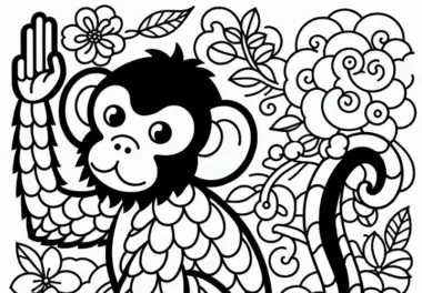Affe Malvorlage Chinesisches und Japanisches Tierkreiszeichen Kostenlos