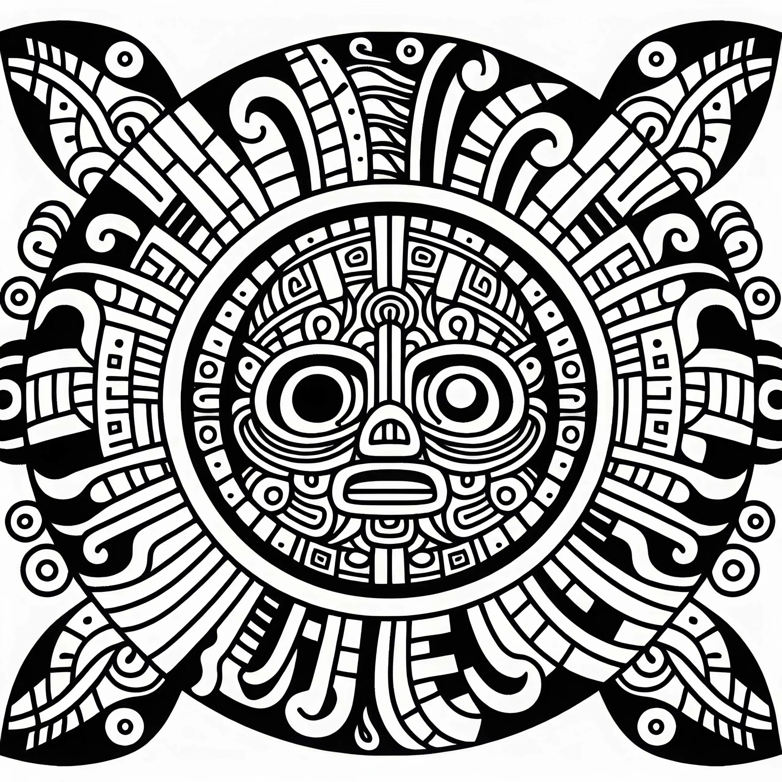 Ahau Sonne Malvorlage Sternzeichen Maya Gratis (Ausmalbild)