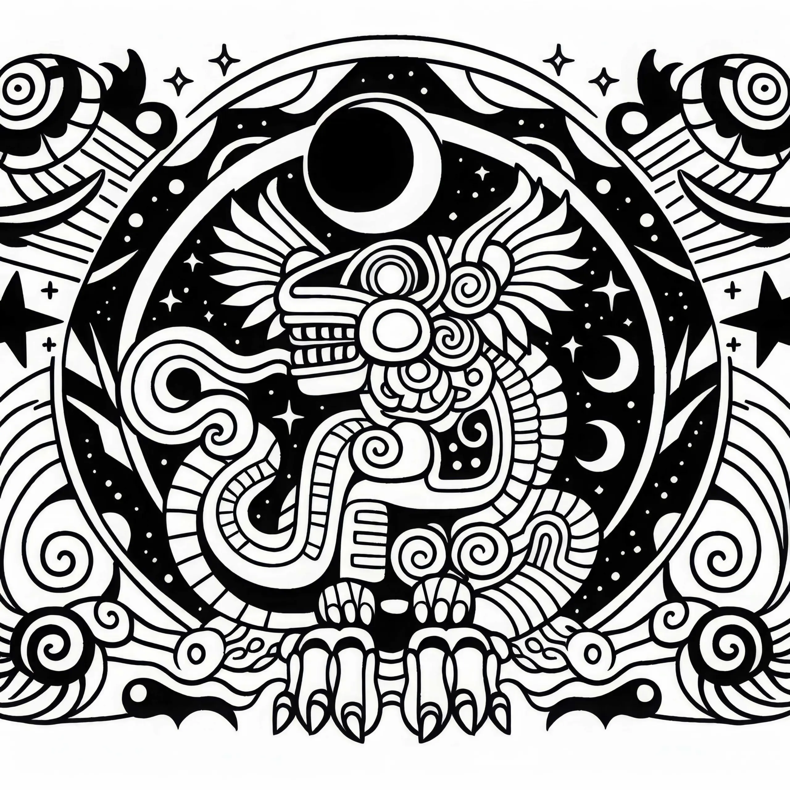 Akbal Nach Malvorlage Sternzeichen Maya Gratis (Ausmalbild)