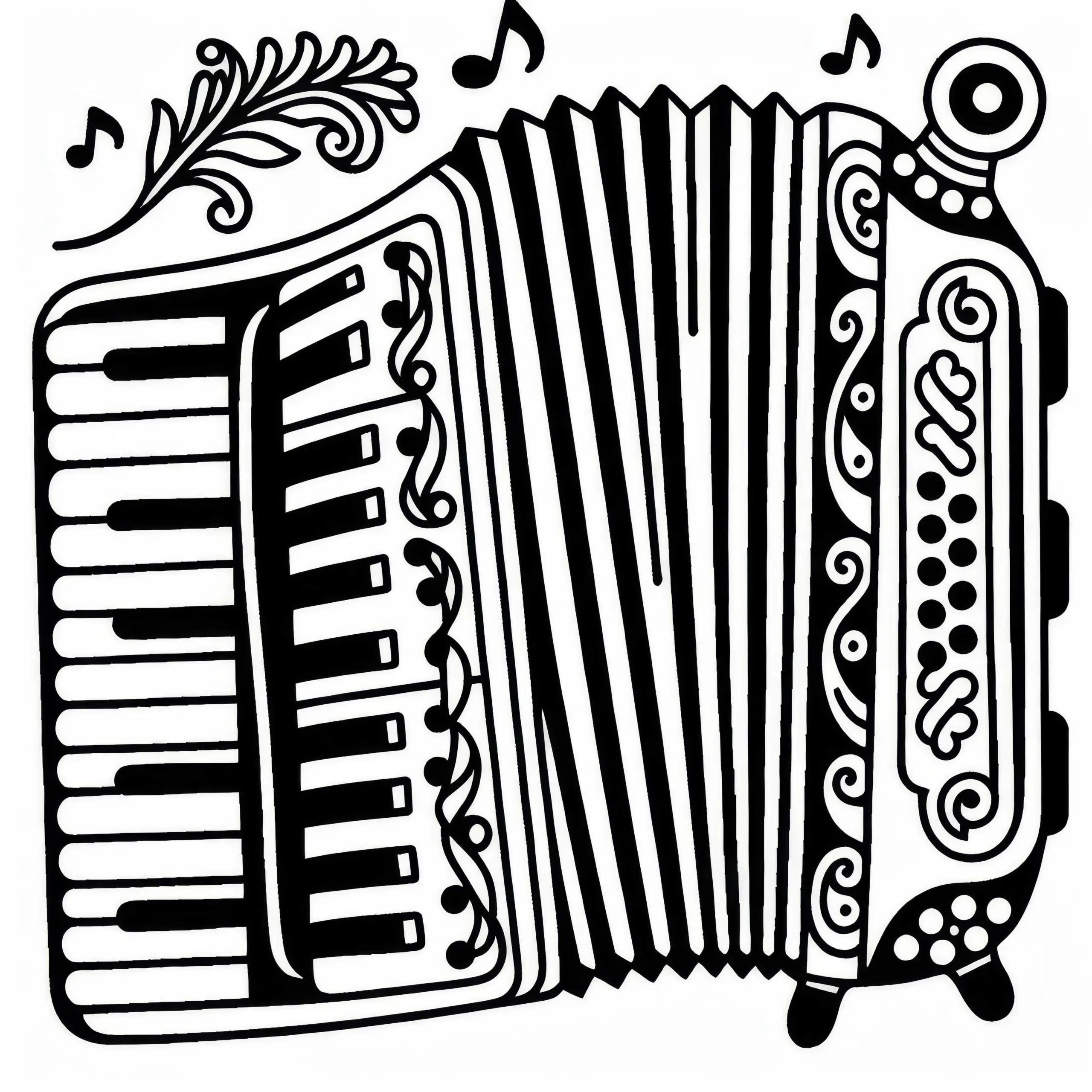 Ausmalbild eines Akkordeons – Tasteninstrument zum Ausmalen