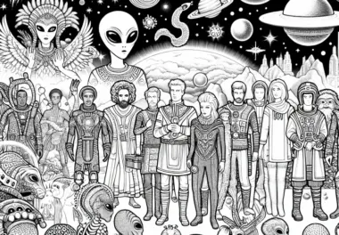 Aliens Treffen Menschen – Malvorlage Gratis