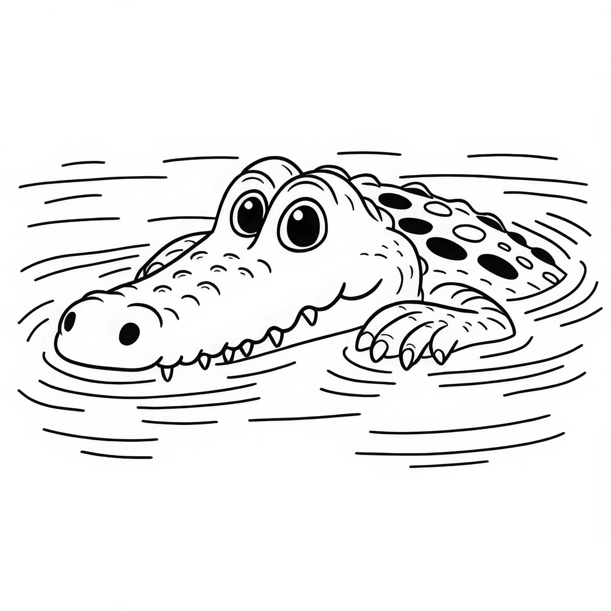 Alligator liegt still im Wasser – Malvorlage kostenlos (Ausmalbild)