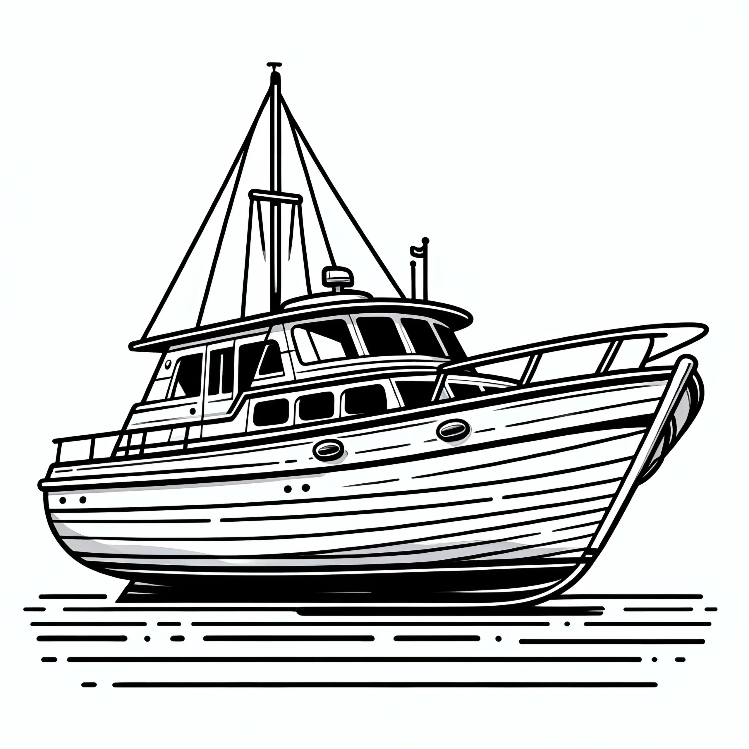 Alte Yacht Ausmalbild: Kostenlos zum Download