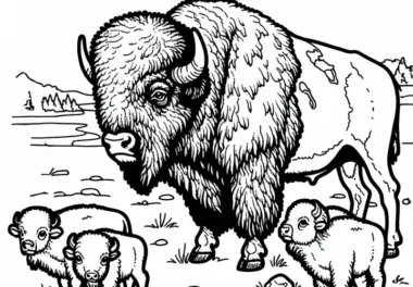 Alter Bison mit Narben – Ausmalbild kostenlos