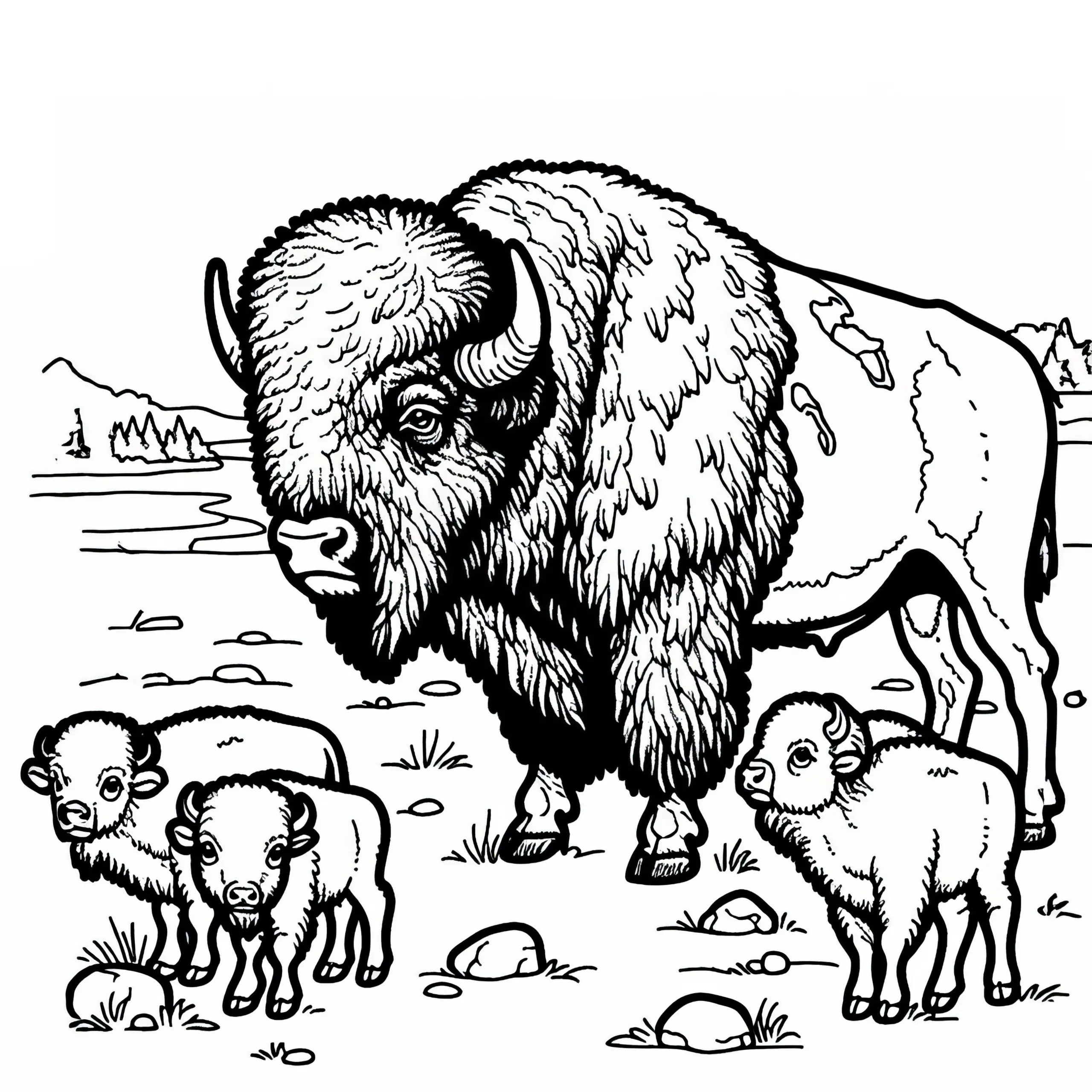 Alter Bison mit Narben – Ausmalbild kostenlos