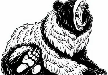 Amerikanischer Schwarzbär gähnt nach Winterschlaf: Malvorlage gratis
