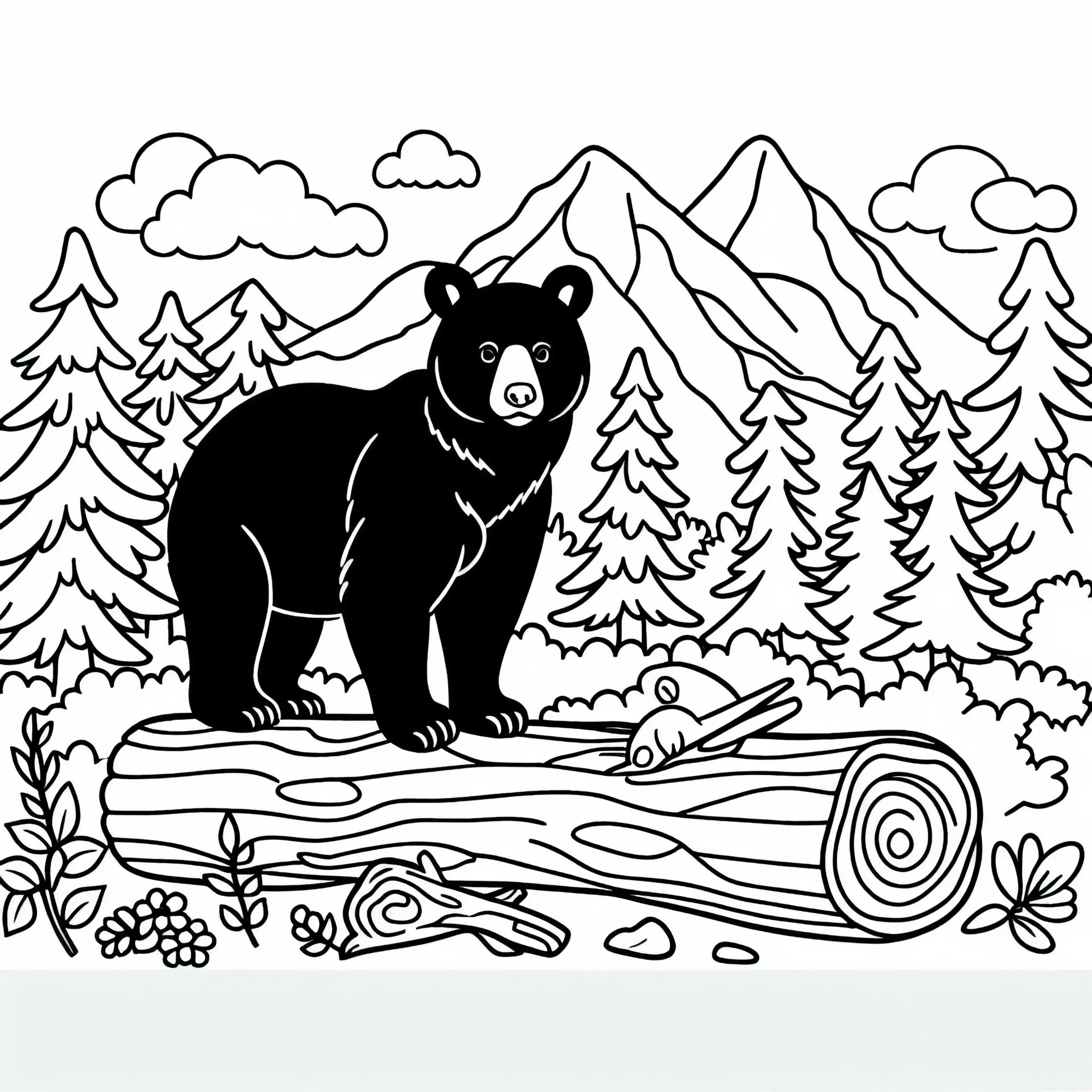 Amerikanischer Schwarzbär Malvorlage Einfach Kostenlos (Ausmalbild)