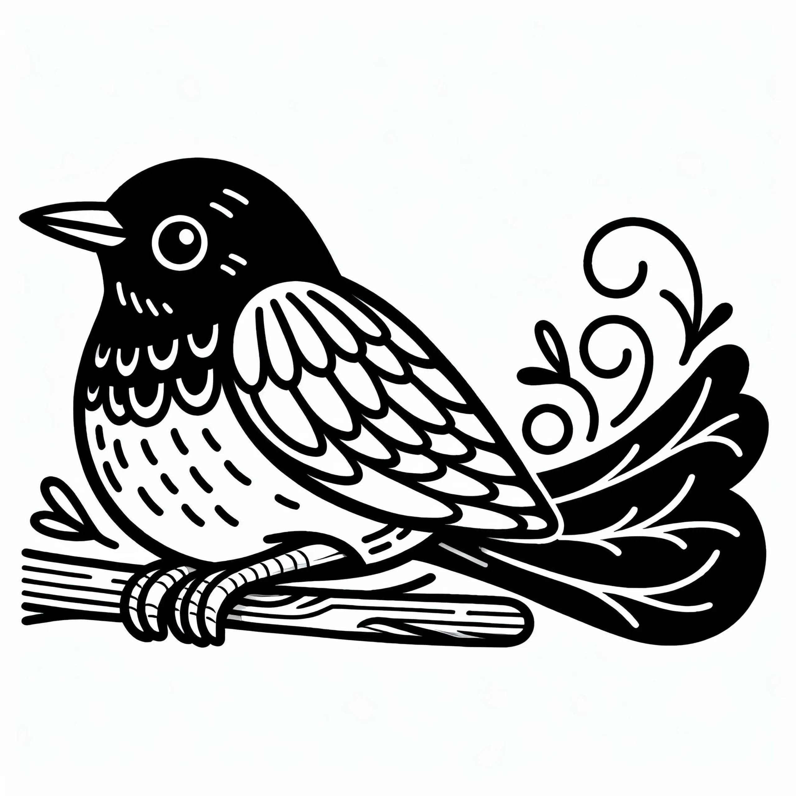 Amsel Ausmalbild – Vogel Kostenlos