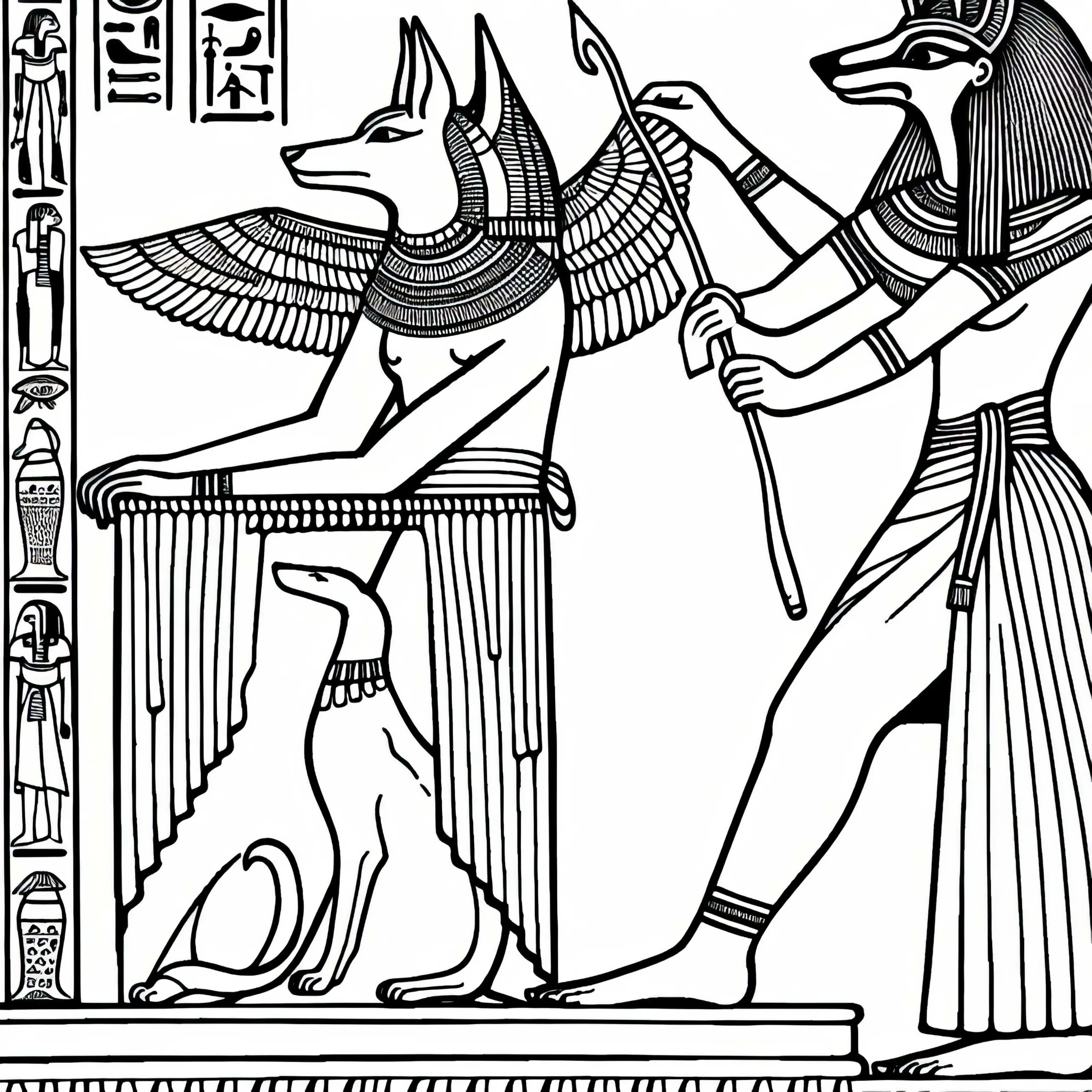 Anubis Ausmalbild zur ägyptischen Mythologie kostenlos