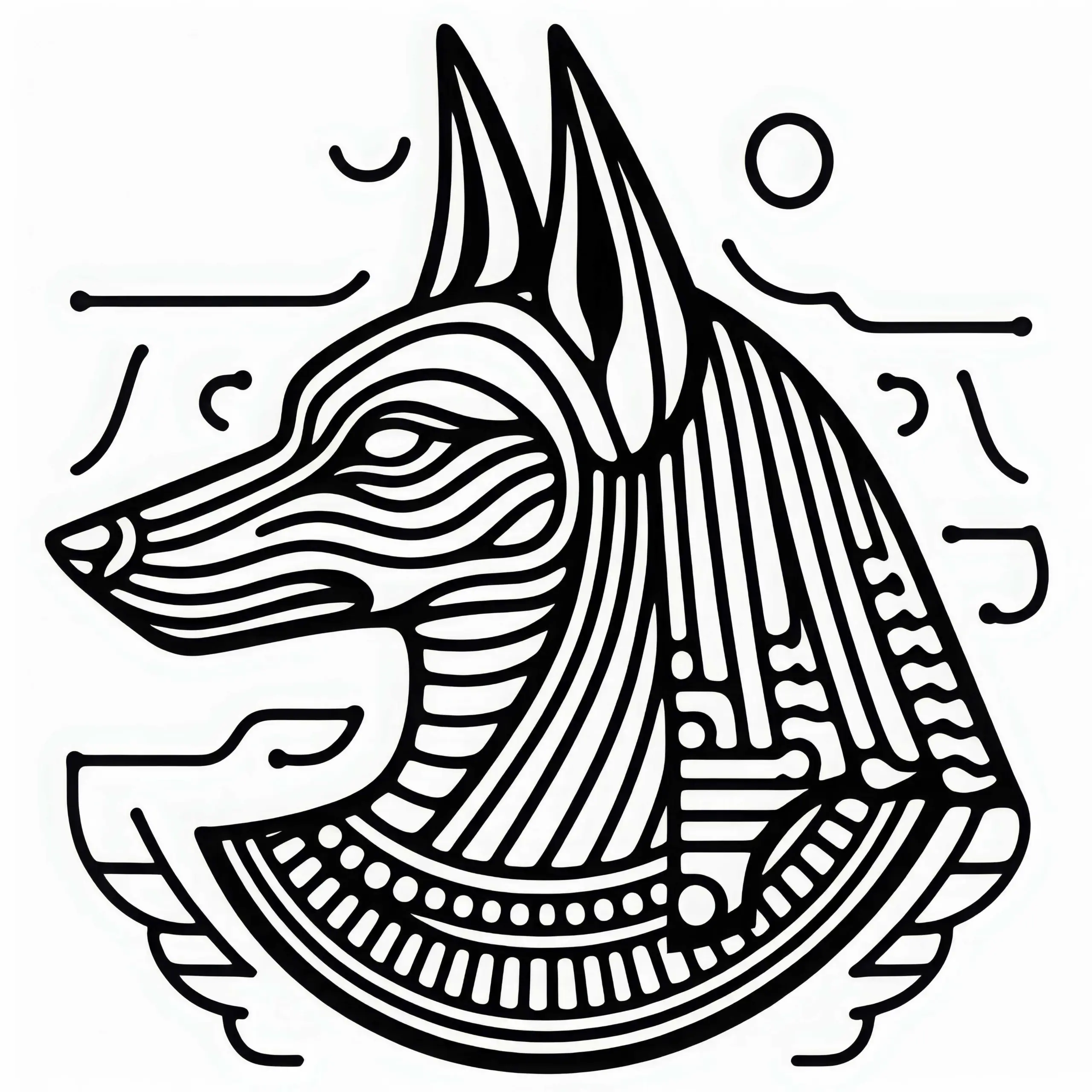 Anubis Malvorlage: Ägyptisches Sternzeichen kostenlos herunterladen (Ausmalbild)