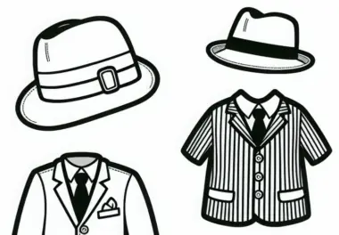 Anzug mit Hut eines Gangsters Malvorlage Kostenlos