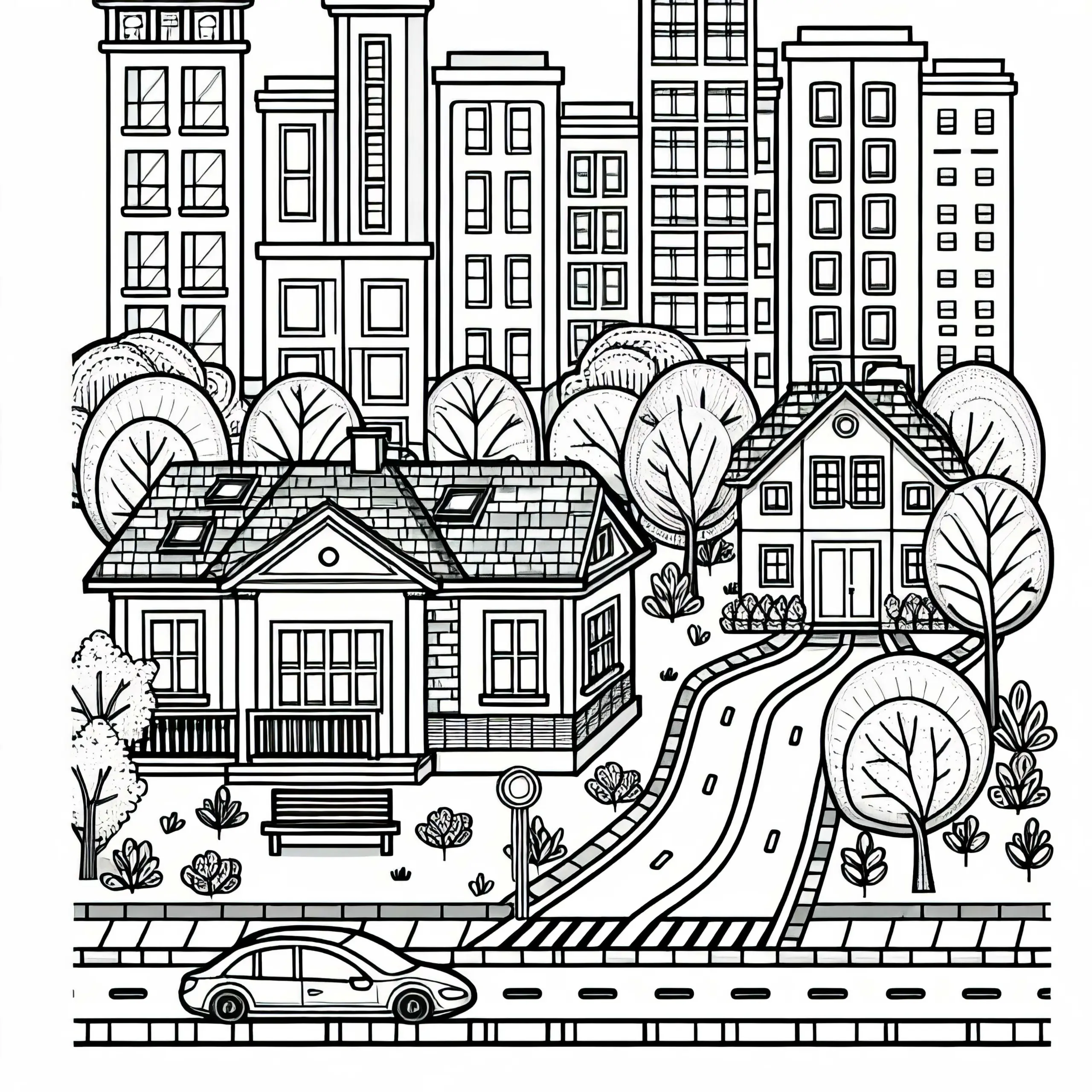 Ausmalbild eines Apartmentkomplexes – Kostenlos herunterladen