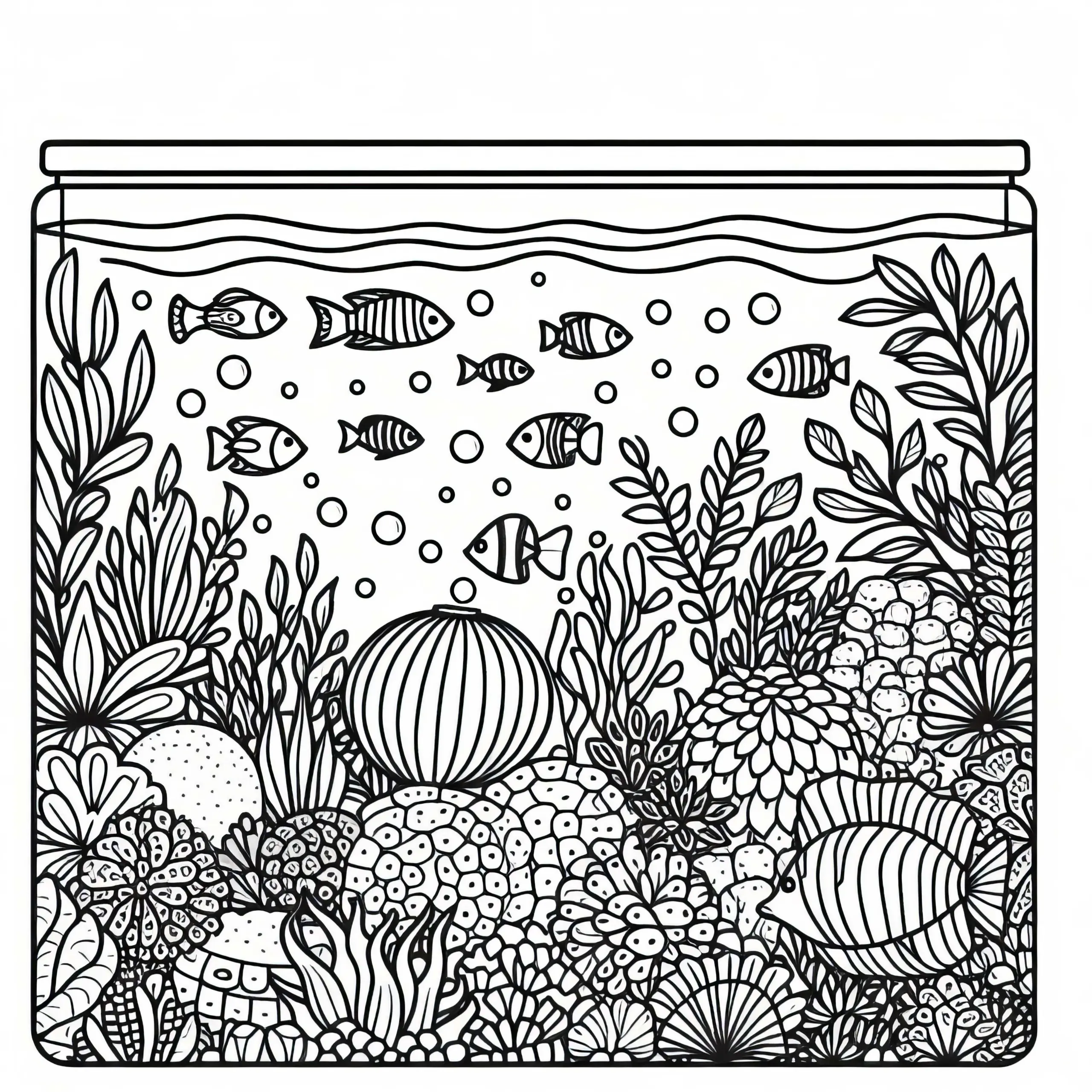 Aquarium Malvorlage Gratis (Ausmalbild)