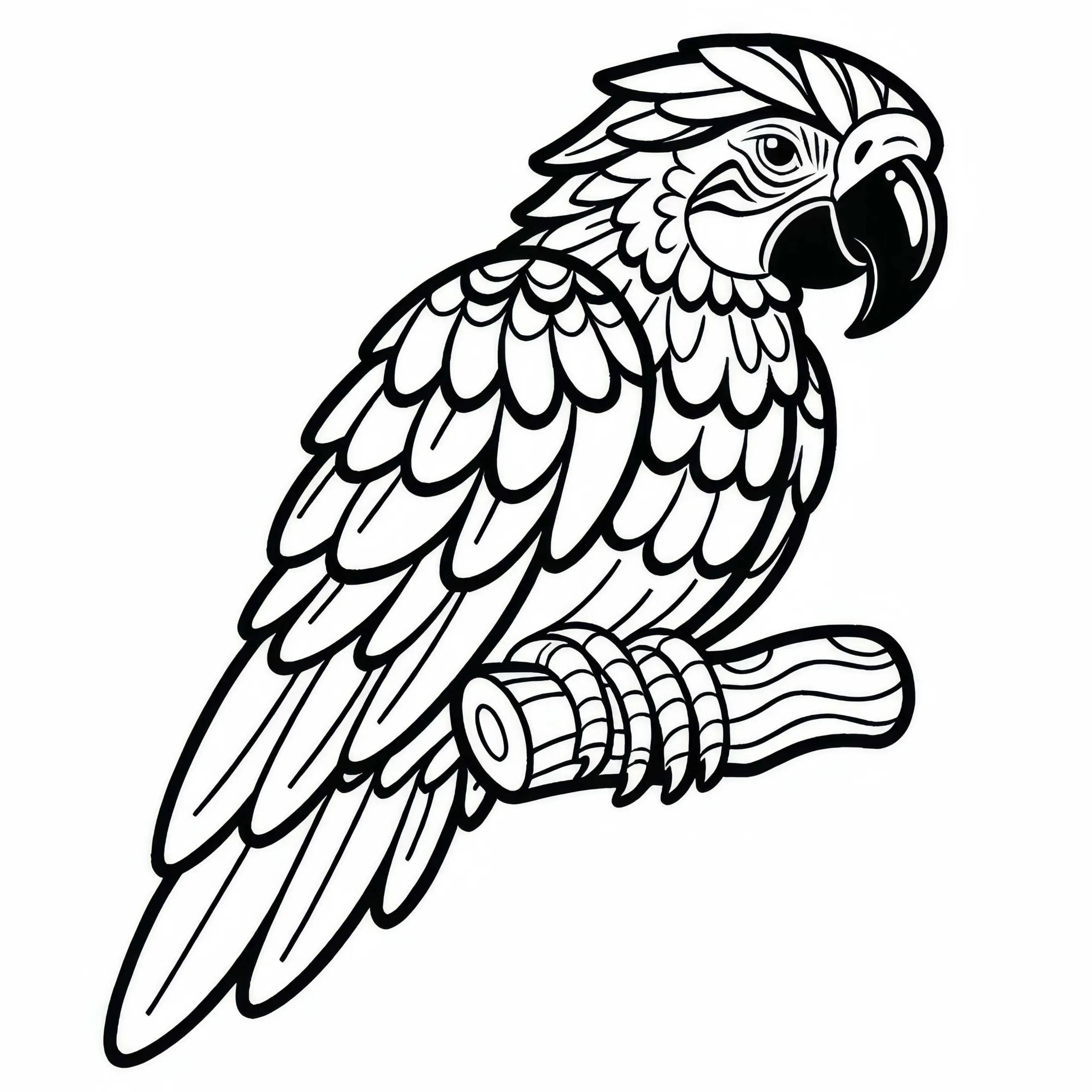 Ara-Vogel aus Südamerika als Ausmalbild gratis herunterladen