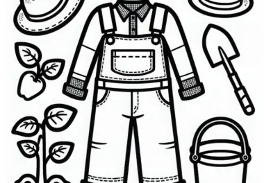 Arbeitskleidung eines Landwirts – Malvorlage gratis