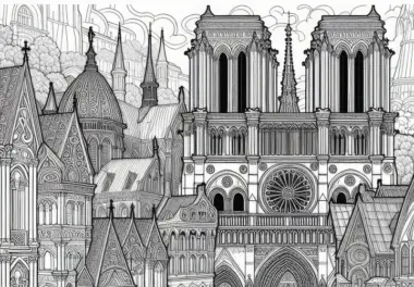 Architekturansicht Dom Altstadt Ausmalbild für Erwachsene Gratis