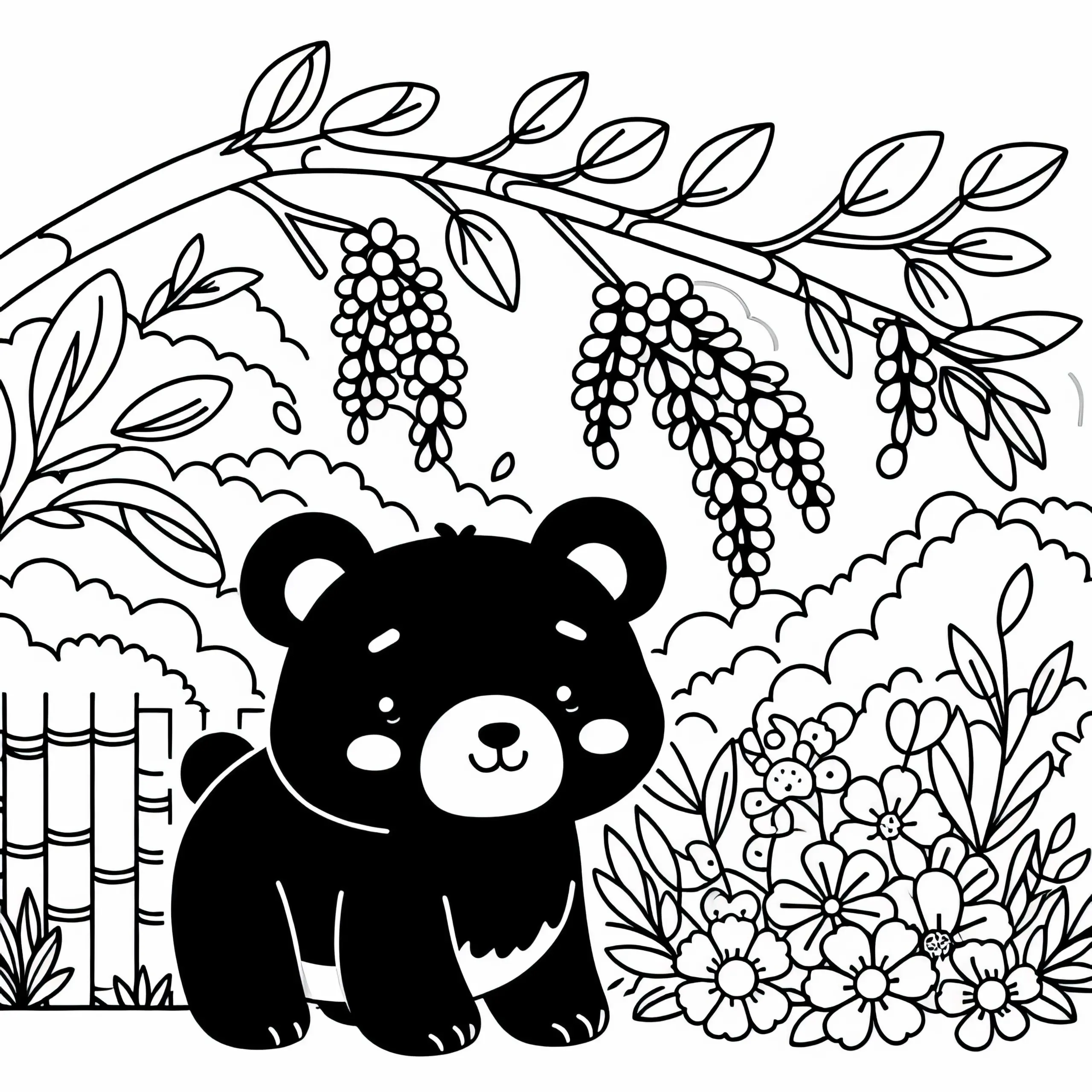 Asiatischer Schwarzbär Ausmalbild Einfach Kostenlos