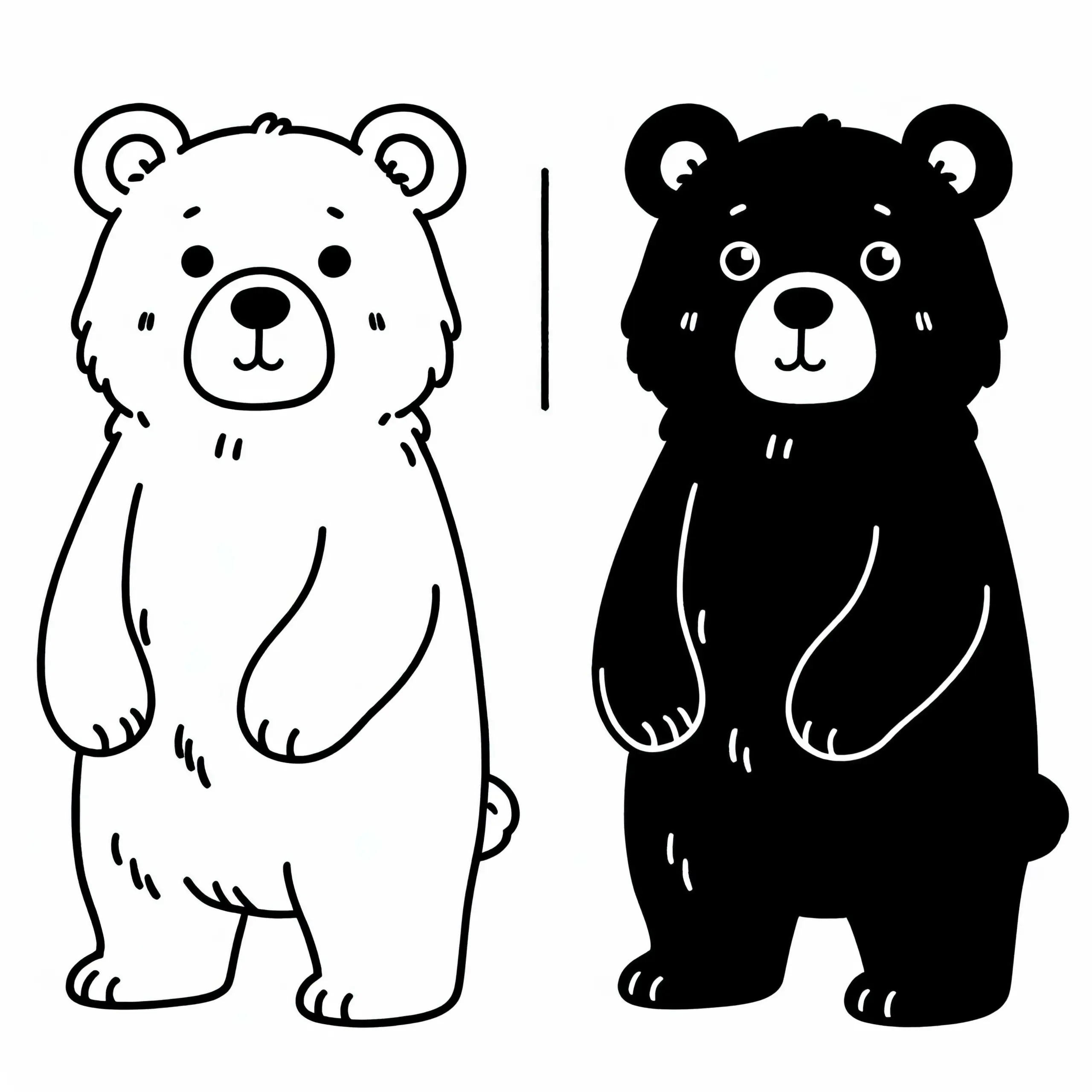 Asiatischer Schwarzbär Steht Auf Hinterbeinen – Malvorlage Kostenlos (Ausmalbild)