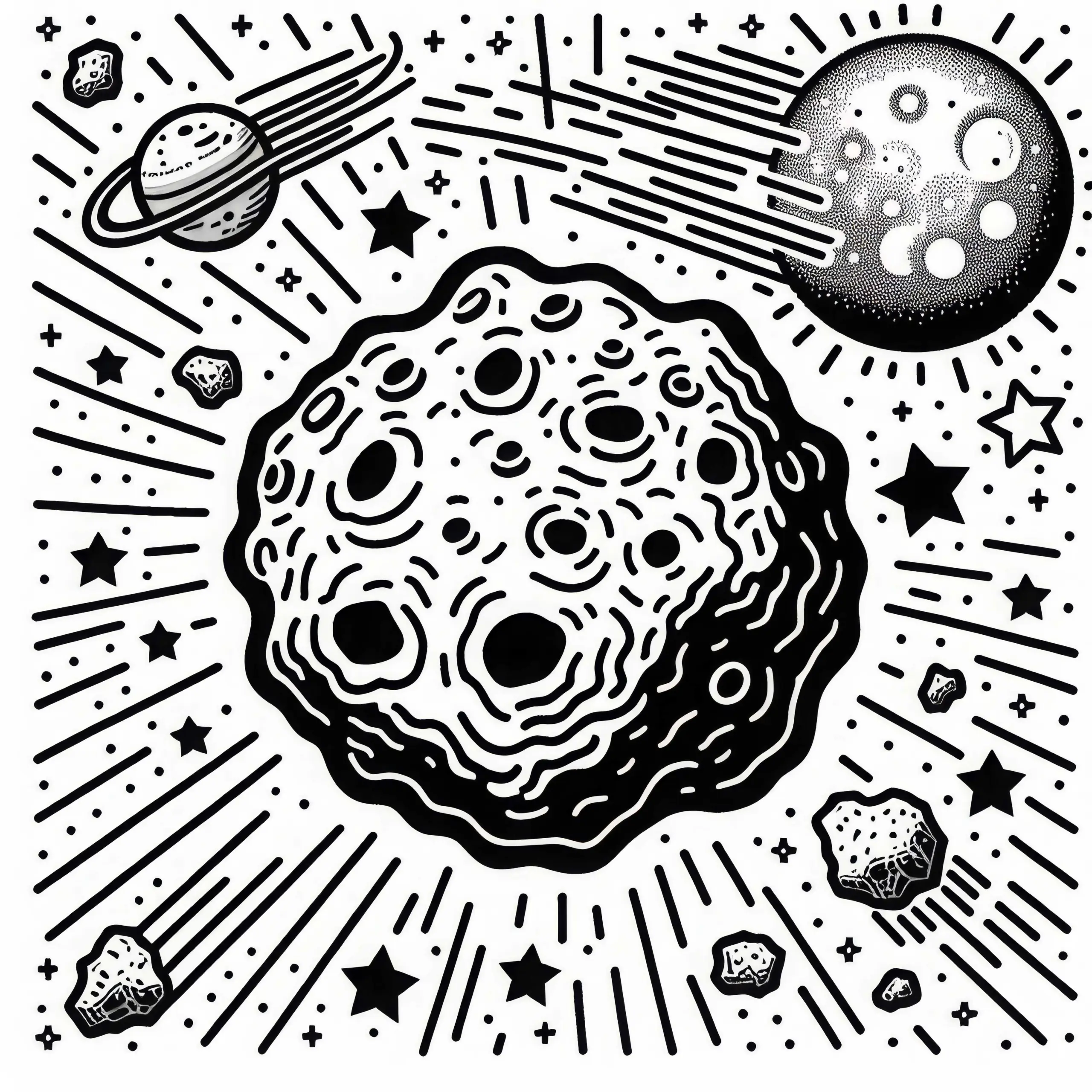 Kostenlose Malvorlage eines einfachen Asteroiden (Ausmalbild)