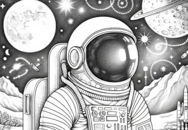 Astronaut Ausmalbild Detailreich Kostenlos