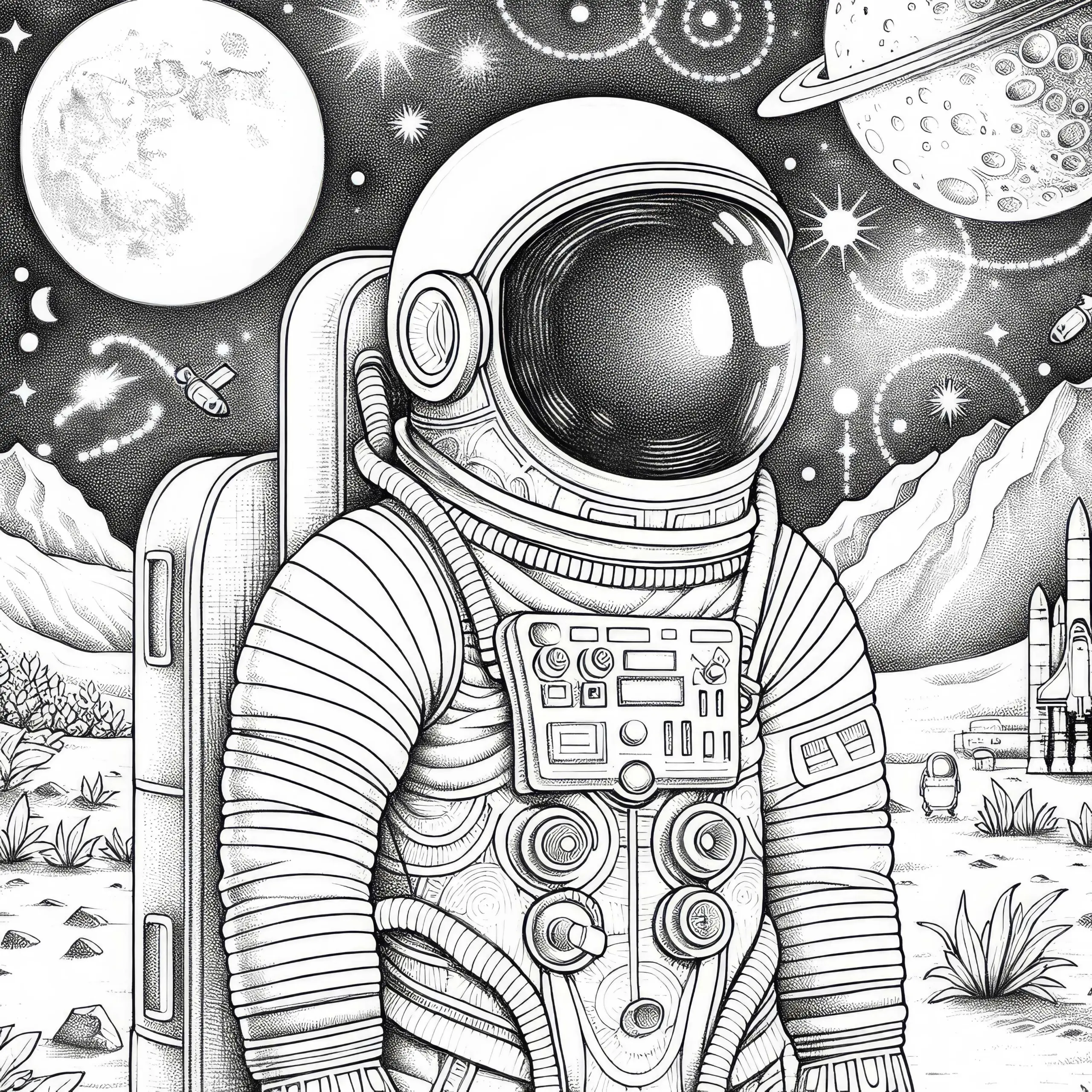 Astronaut Ausmalbild Detailreich Kostenlos