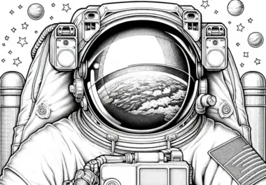 Astronaut im Raumanzug – Ausmalbild detailreich und gratis