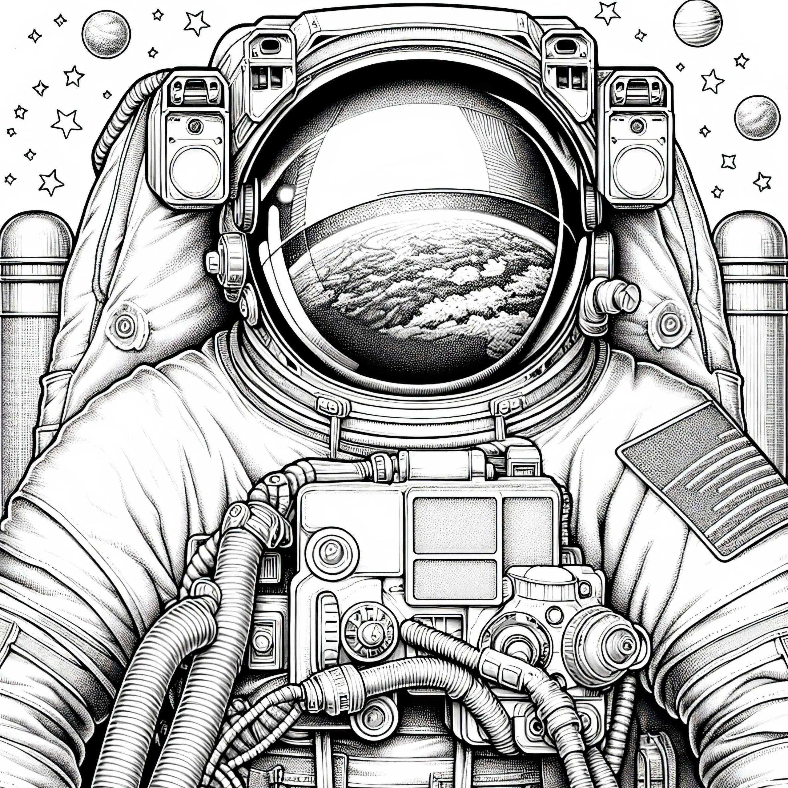 Astronaut im Raumanzug – Ausmalbild detailreich und gratis